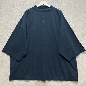 Yeezy Gap Engineered by Balenciaga Logo 3/4 Sleeve Tee Dark Blue NWT